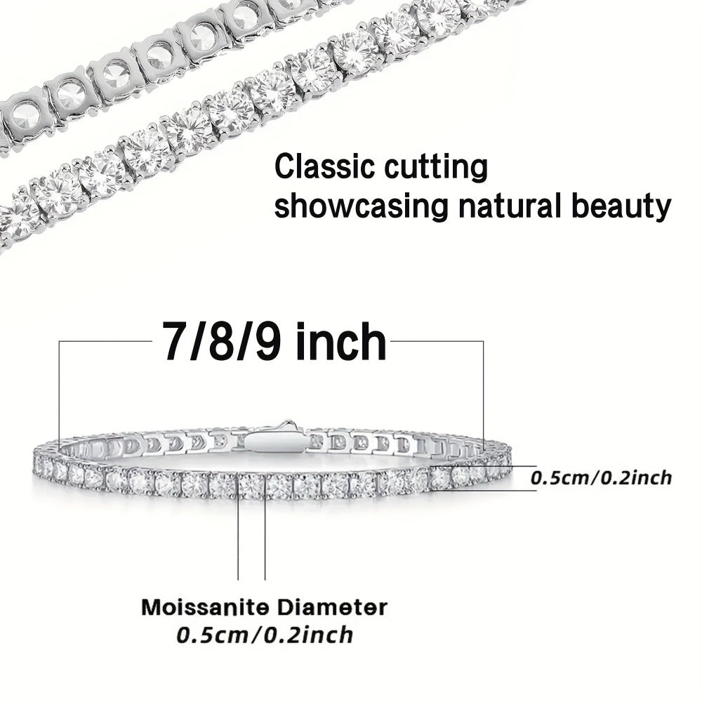 Tennis Bracelet - Moissanite 925 Sterling Silver 5mm Brilliant Cut Full Row CZ Diamond - product detail view 3