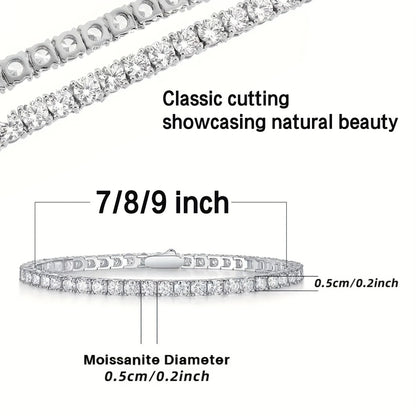 Tennis Bracelet - Moissanite 925 Sterling Silver 5mm Brilliant Cut Full Row CZ Diamond - product detail view 3
