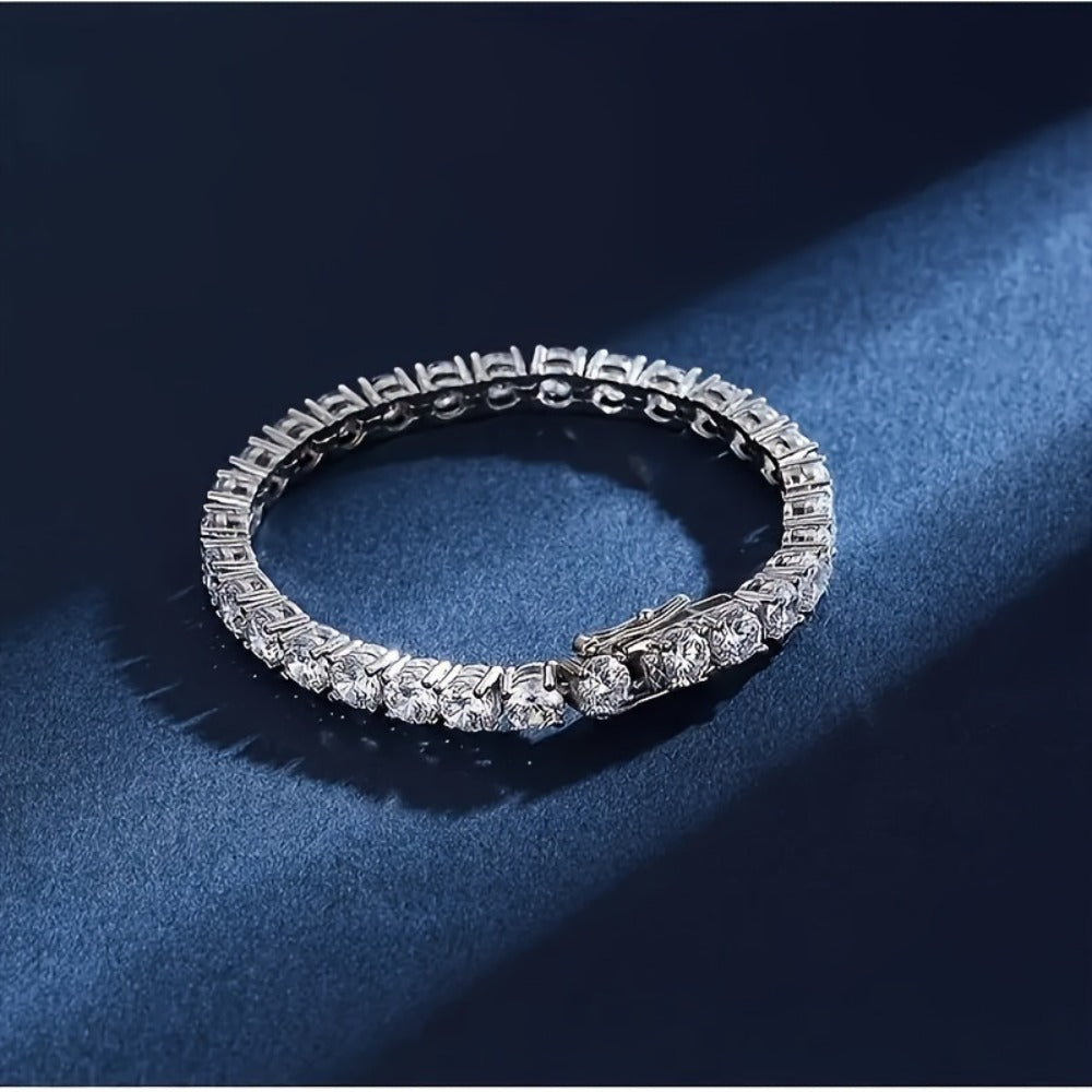 Tennis Bracelet - Moissanite 925 Sterling Silver 5mm Brilliant Cut Full Row CZ Diamond - product detail view 6