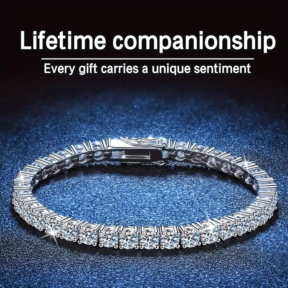 Tennis Bracelet - Moissanite 925 Sterling Silver 5mm Brilliant Cut Full Row CZ Diamond - product detail view 7