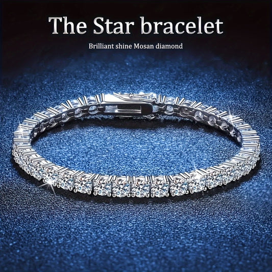 Tennis Bracelet - Moissanite for Women 925 Sterling Silver 5mm 0.5 Carat Synthetic Gemstone - main product view