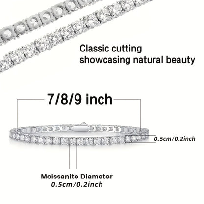 Tennis Bracelet - Moissanite 925 Sterling Silver Diamond Alternative Luxury Women 5mm Shiny - product detail view 2