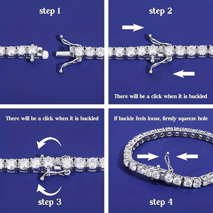 Tennis Bracelet - Moissanite 925 Sterling Silver Diamond Alternative Luxury Women 5mm Shiny - product detail view 4
