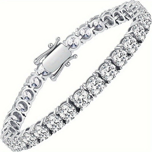Tennis Bracelet - Moissanite 925 Sterling Silver Round Cut Lab Simulated Diamond, Safety - main product view