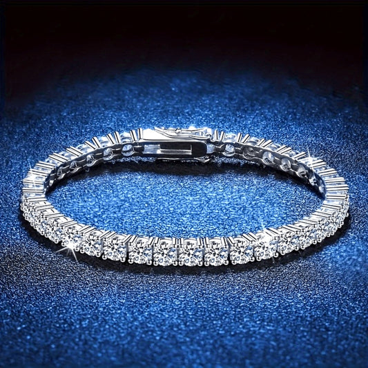 Tennis Bracelet - Moissanite S925 Sterling Silver - Luxury Diamond-Cut Sparkling Bangle for - main product view