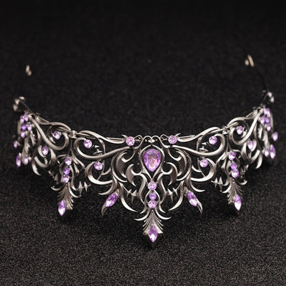 Tiara Crown - Baroque for Women Vintage Gothic Rhinestone Headpiece Halloween Cosplay - product detail view 5