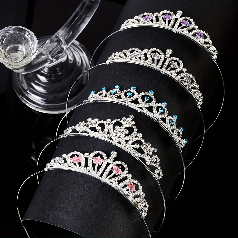 Tiara Crown - Bridal Set 5pcs Multicolor Sparkling Crystal Alloy Wedding Headpiece for - product detail view 3