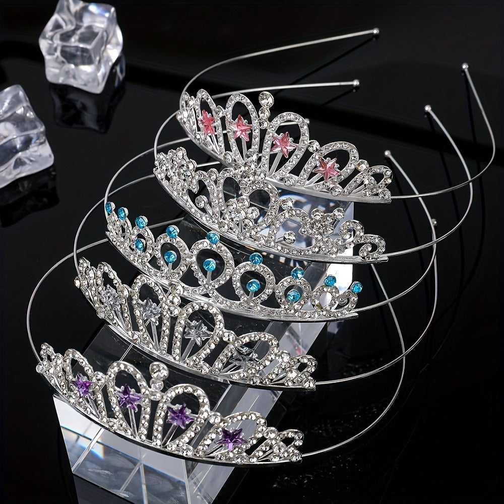 Tiara Crown - Bridal Set 5pcs Multicolor Sparkling Crystal Alloy Wedding Headpiece for - product detail view 5
