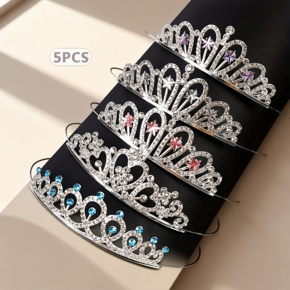 Tiara Crown - Bridal Set 5pcs Multicolor Sparkling Crystal Alloy Wedding Headpiece for - product detail view 6