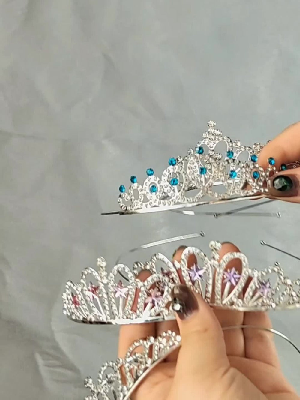 Tiara Crown - Bridal Set 5pcs Multicolor Sparkling Crystal Alloy Wedding Headpiece for - product detail view 7