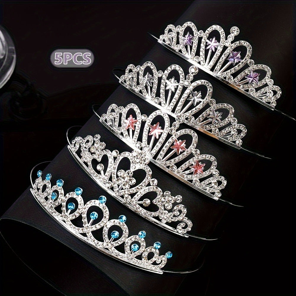 Tiara Crown - Bridal Set 5pcs Multicolor Sparkling Crystal Alloy Wedding Headpiece for - product detail view 9