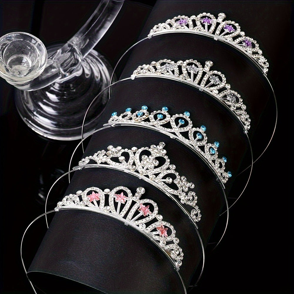 Tiara Crown - Bridal Set 5pcs Multicolor Sparkling Crystal Alloy Wedding Headpiece for - product detail view 10