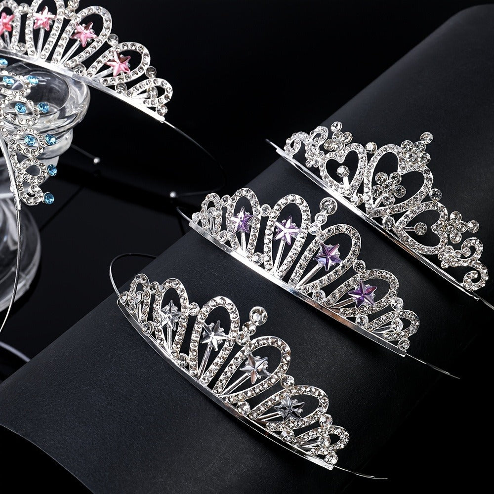 Tiara Crown - Bridal Set 5pcs Multicolor Sparkling Crystal Alloy Wedding Headpiece for - product detail view 11
