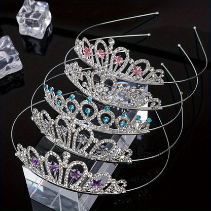 Tiara Crown - Bridal Set 5pcs Multicolor Sparkling Crystal Alloy Wedding Headpiece for - product detail view 12