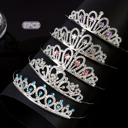 Tiara Crown - Bridal Set 5pcs Multicolor Sparkling Crystal Alloy Wedding Headpiece for - product detail view 13