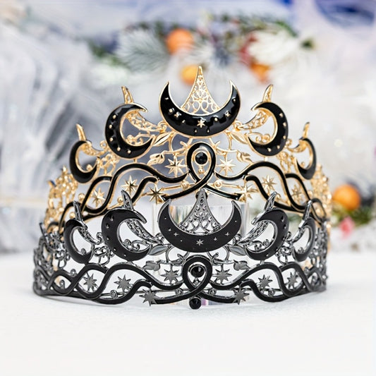 Tiara Crown - Crescent Moon Gothic Black Star Dark Aesthetic Headband for Women Men - main product view