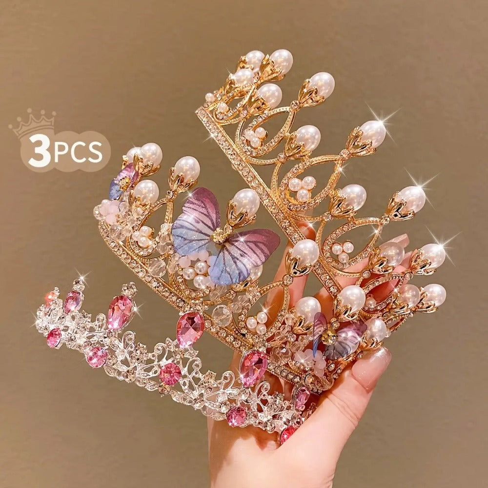 Tiara Crown - Headband Set 3pcs Rhinestone Crystal for Women Girls Wedding Prom Princess - product detail view 9