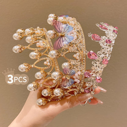 Tiara Crown - Headband Set 3pcs Rhinestone Crystal for Women Girls Wedding Prom Princess - product detail view 11