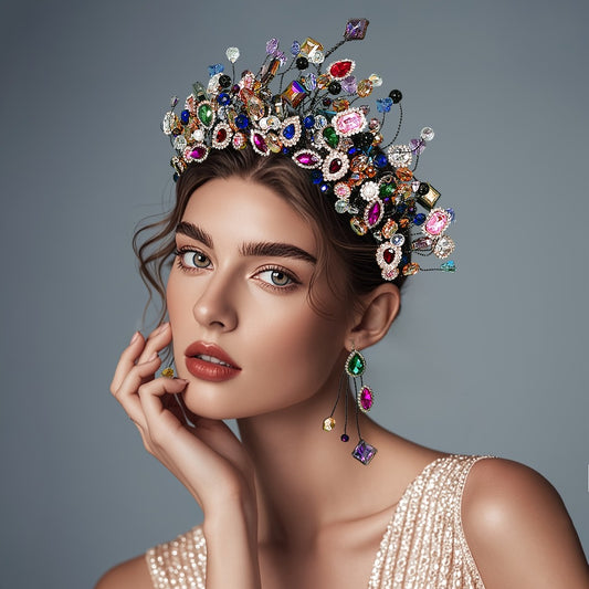 Tiara Crown - Rhinestone Headband - Vibrant Crystal Hair Accessory for Women - Sparkling - main product view