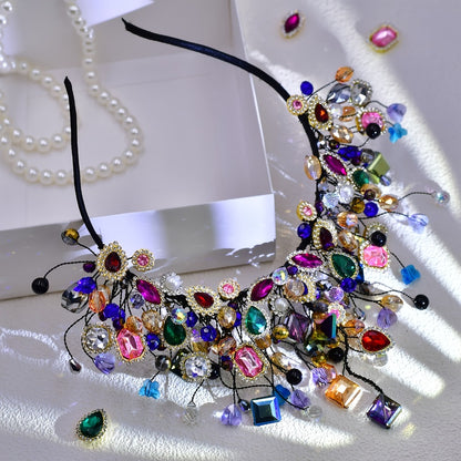 Tiara Crown - Rhinestone Headband - Vibrant Crystal Hair Accessory for Women - Sparkling - product detail view 7