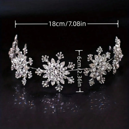 Tiara Crown - for Women Rhinestone Snowflake Bridal Wedding Prom Diadem Headband - product detail view 3