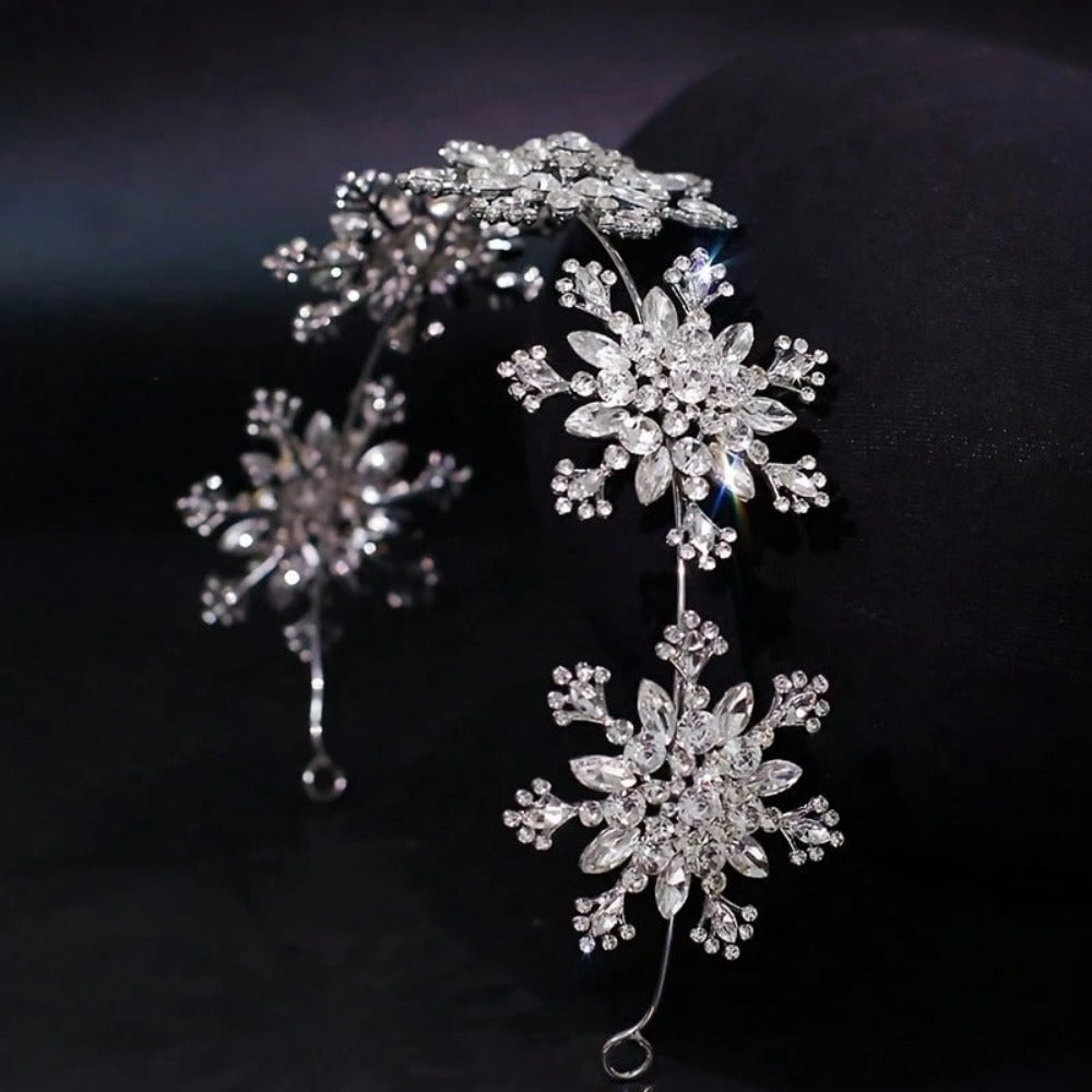 Tiara Crown - for Women Rhinestone Snowflake Bridal Wedding Prom Diadem Headband - product detail view 13