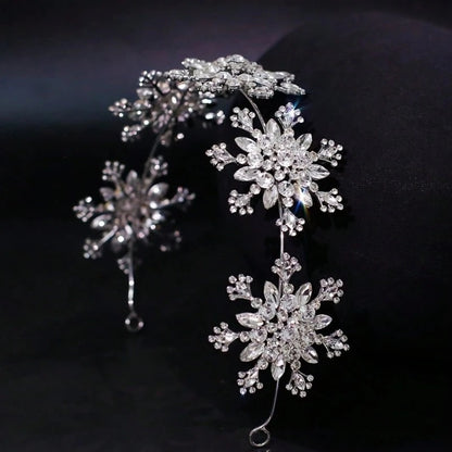 Tiara Crown - for Women Rhinestone Snowflake Bridal Wedding Prom Diadem Headband - product detail view 13