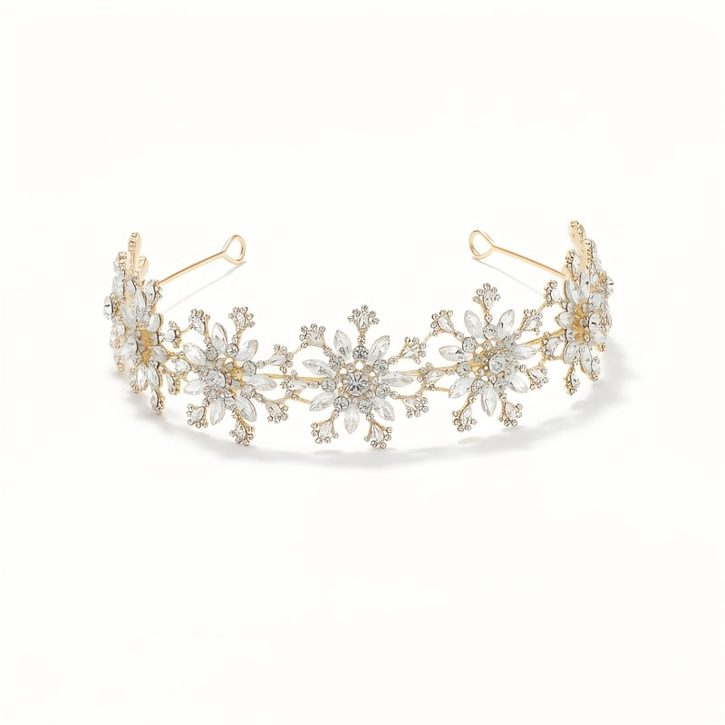 Tiara Crown - for Women Rhinestone Snowflake Bridal Wedding Prom Diadem Headband - product detail view 17