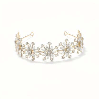 Tiara Crown - for Women Rhinestone Snowflake Bridal Wedding Prom Diadem Headband - product detail view 17