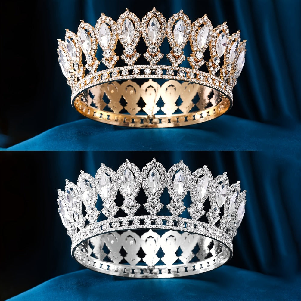 Tiara Crown - Zinc Alloy Headpiece for Women - Shimmering Water-Finish Bridal Accessory - main product view