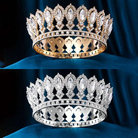 Tiara Crown - Zinc Alloy Headpiece for Women - Shimmering Water-Finish Bridal Accessory - main product view