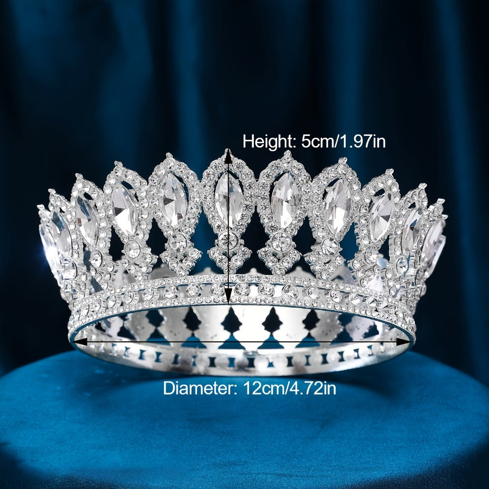 Tiara Crown - Zinc Alloy Headpiece for Women - Shimmering Water-Finish Bridal Accessory - product detail view 2