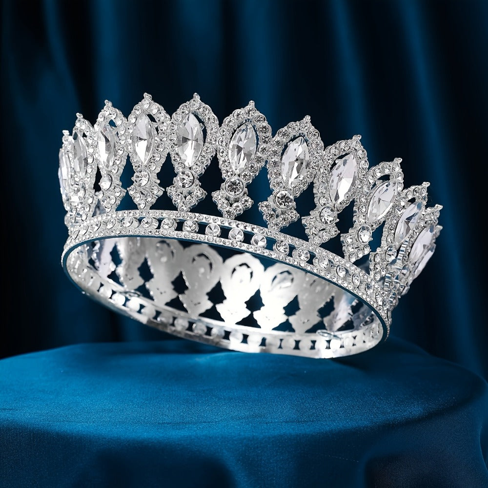 Tiara Crown - Zinc Alloy Headpiece for Women - Shimmering Water-Finish Bridal Accessory - product detail view 6