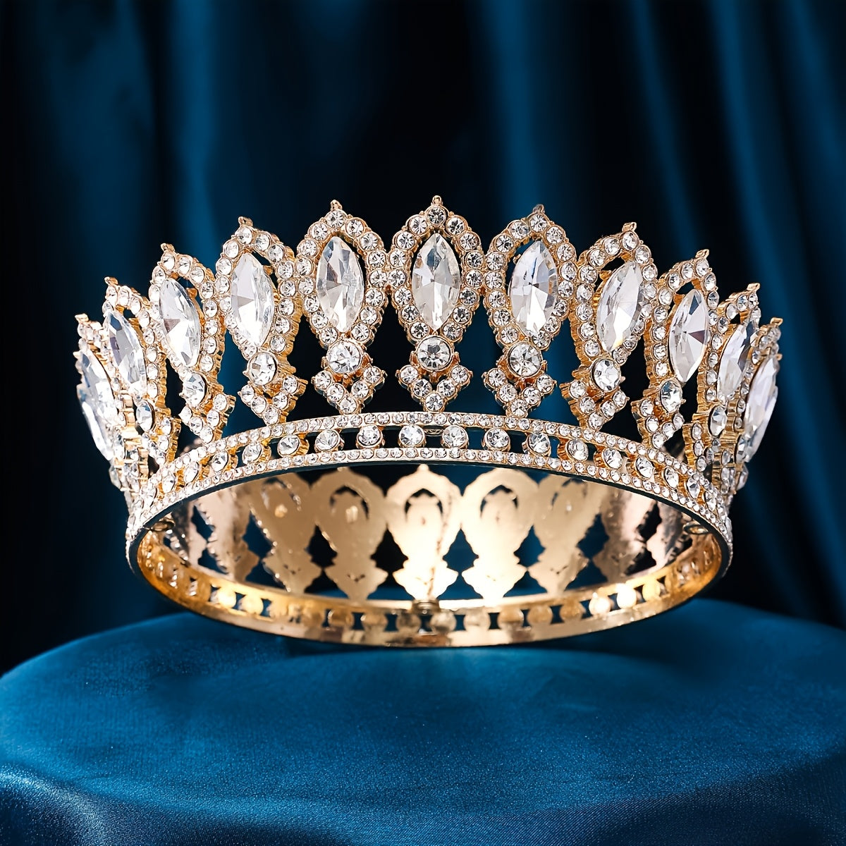 Tiara Crown - Zinc Alloy Headpiece for Women - Shimmering Water-Finish Bridal Accessory - product detail view 8