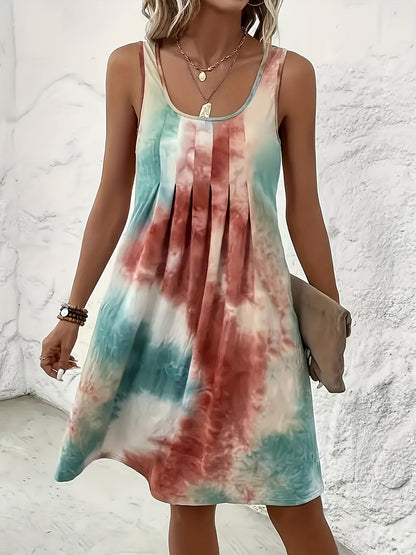 Tie Dye Floral Dress – Lightweight Sleeveless Beach Midi detail view