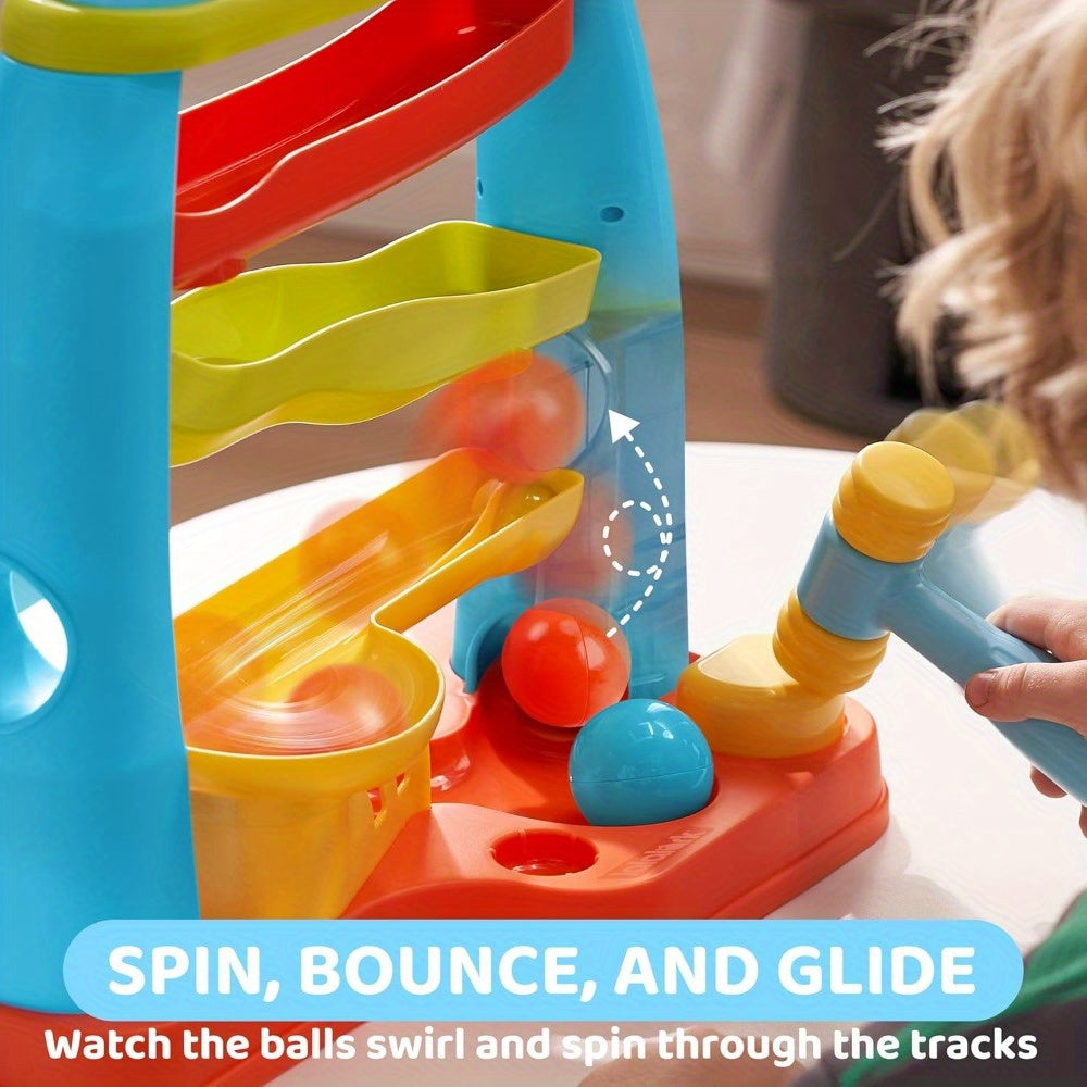 Toddler Ball Drop Hammer Toy - Pounding balls, stacking track and toy hammer – view 2