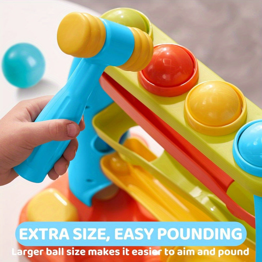 Toddler Ball Drop Hammer Toy - Pounding balls, stacking track and toy hammer – view 4