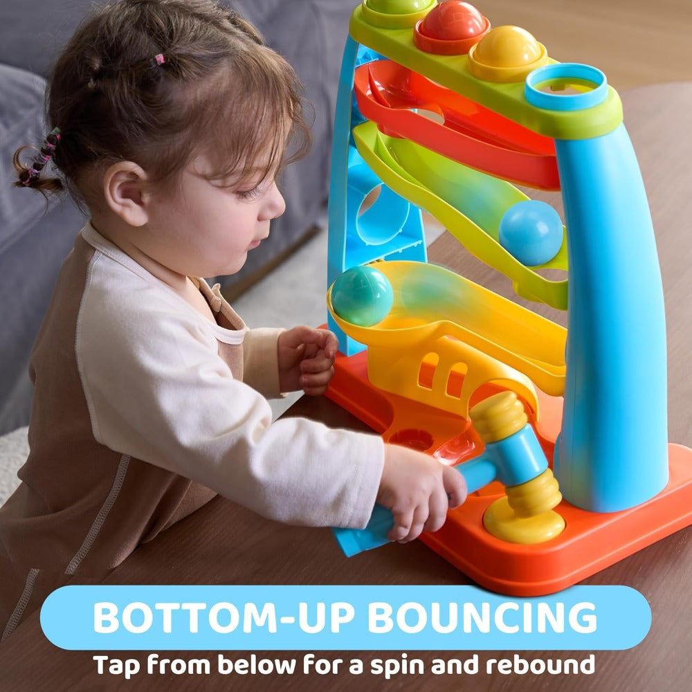 Toddler Ball Drop Hammer Toy - Pounding balls, stacking track and toy hammer – view 8