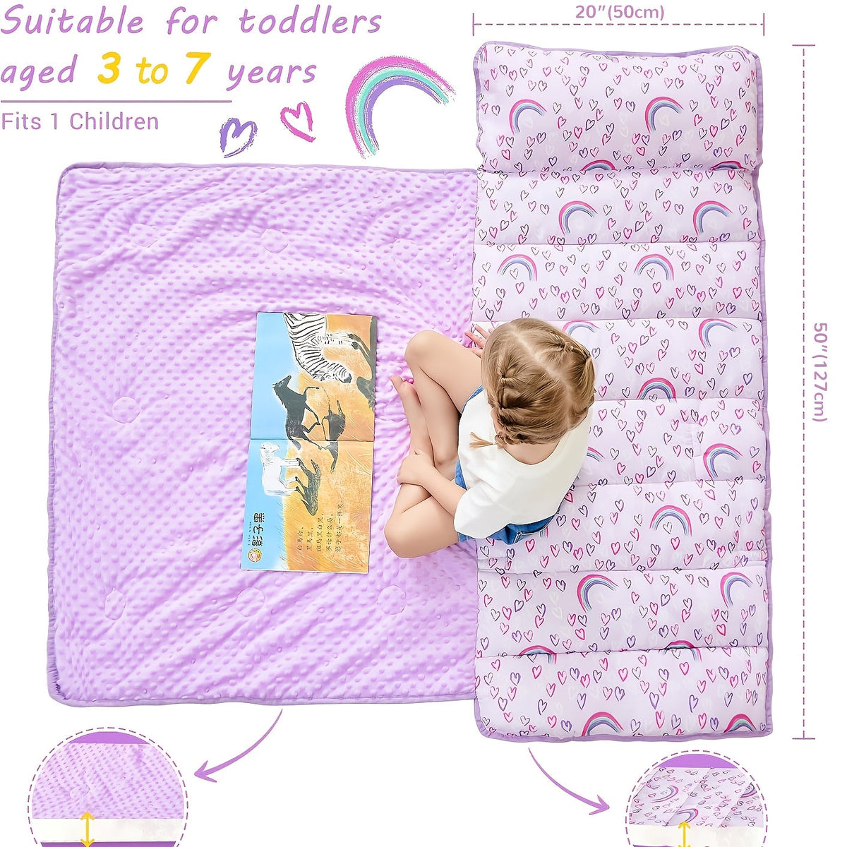 Toddler Nap Mat - Rolled Pillow and Blanket Set – view 2