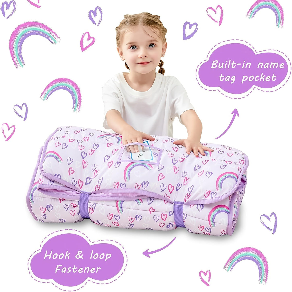 Toddler Nap Mat - Rolled Pillow and Blanket Set – view 3