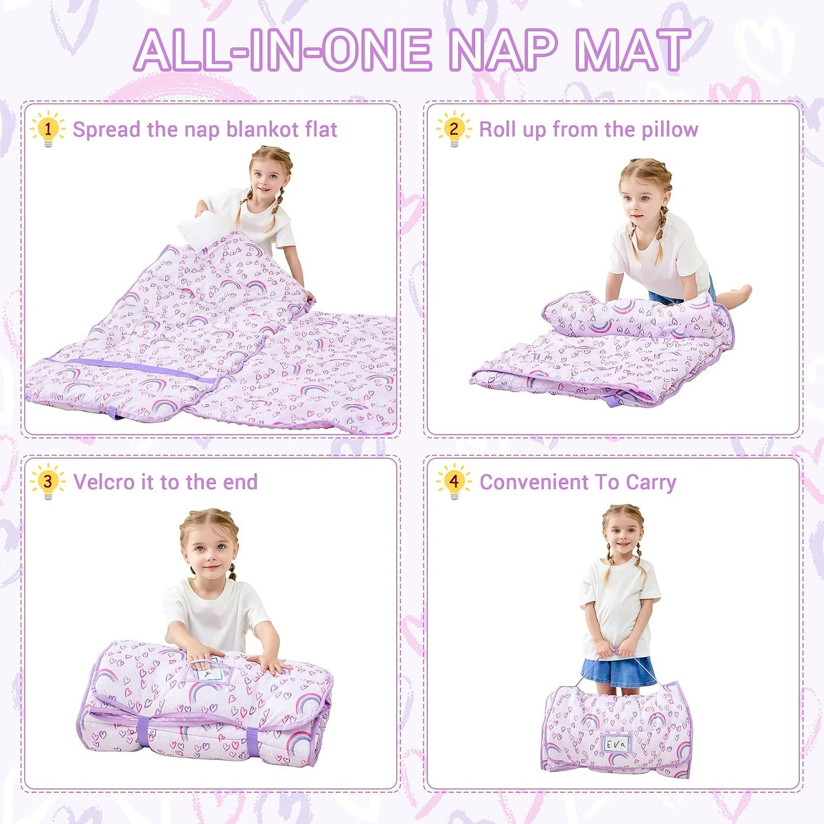 Toddler Nap Mat - Rolled Pillow and Blanket Set – view 9