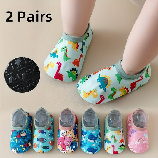 Toddler Sock Shoes - 2-Pair Cartoon Non-Slip Soles – main product image