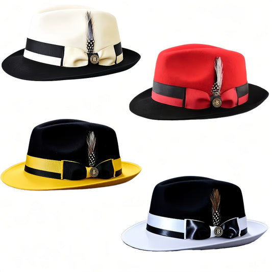 Top Hat - Men Vintage British Gentleman Cashmere Wool Felt Dress Adjustable 57-60cm - main product view