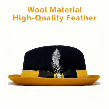 Top Hat - Men Vintage British Gentleman Cashmere Wool Felt Dress Adjustable 57-60cm - product detail view 2