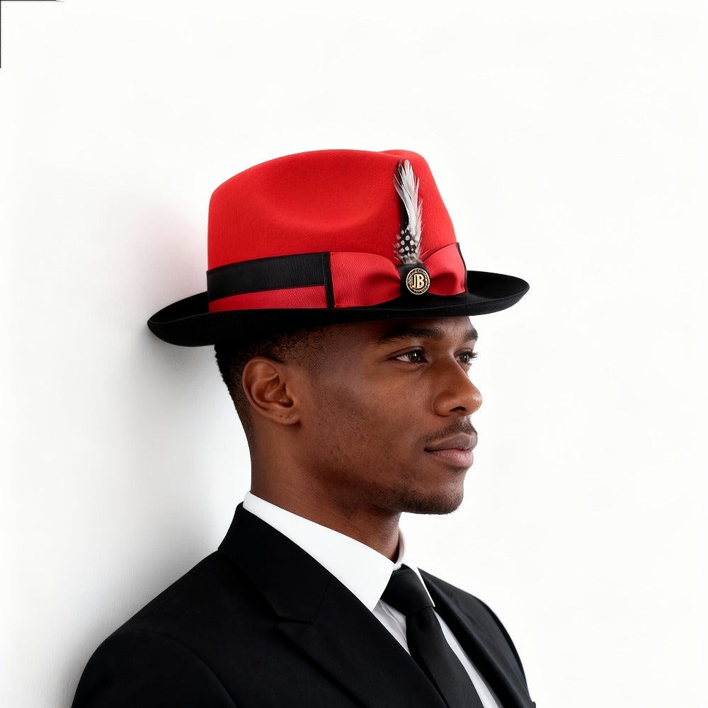 Top Hat - Men Vintage British Gentleman Cashmere Wool Felt Dress Adjustable 57-60cm - product detail view 6