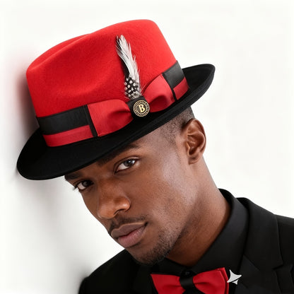 Top Hat - Men Vintage British Gentleman Cashmere Wool Felt Dress Adjustable 57-60cm - product detail view 7