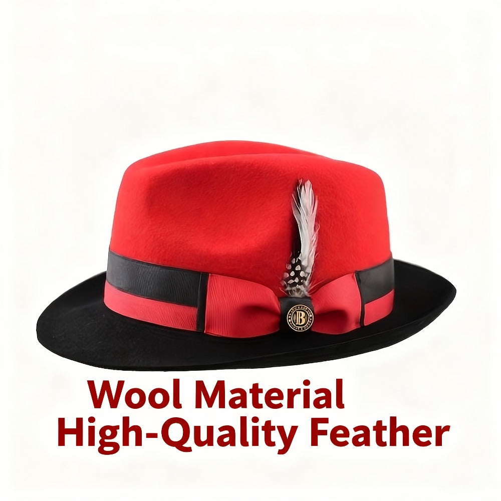 Top Hat - Men Vintage British Gentleman Cashmere Wool Felt Dress Adjustable 57-60cm - product detail view 8