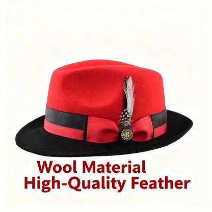 Top Hat - Men Vintage British Gentleman Cashmere Wool Felt Dress Adjustable 57-60cm - product detail view 8