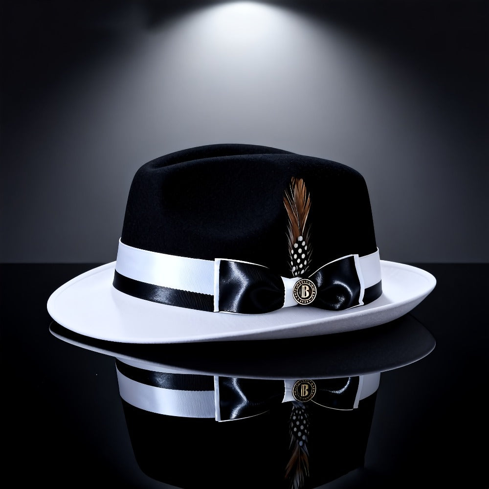 Top Hat - Men Vintage British Gentleman Cashmere Wool Felt Dress Adjustable 57-60cm - product detail view 9