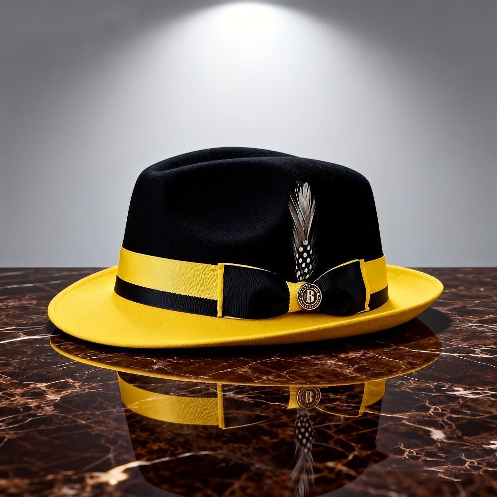 Top Hat - Men Vintage British Gentleman Cashmere Wool Felt Dress Adjustable 57-60cm - product detail view 10